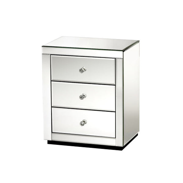 2 Pcs Bedside Drawers Mirrored Side End Table Cabinet Nightstand