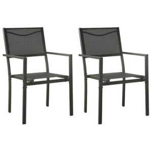 2 Pcs Garden Chairs Textilene And Steel Anthracite And Black