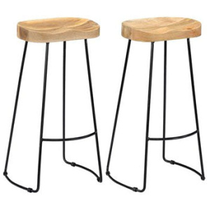2 Pcs Gavin Bar Stools Solid Mango Wood