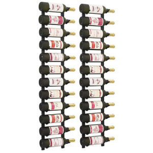 2 Pcs Wall Mounted Wine Racks For 12 Bottles Black Iron