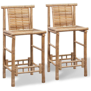 2 Pieces Bamboo Bar Stools Bamboo