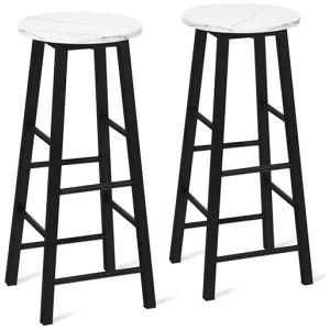 2 Pieces Bar Stool Set Dining Bistro Stools For Cafe Kitchen