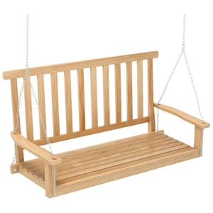 2 Seat Patio Swing Bench With 2 Sturdy Hanging Ropes Natural