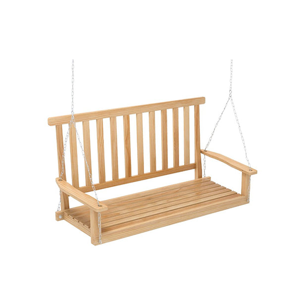 2 Seat Patio Swing Bench With 2 Sturdy Hanging Ropes Natural