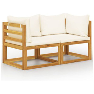 2 Seater Garden Bench With Cream White Cushions