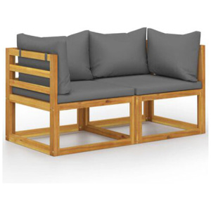 2 Seater Garden Bench With Dark Grey Cushions