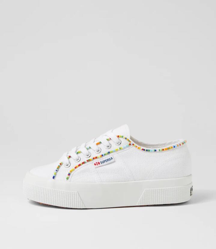 2740 Multicolor Beads White Multi Canvas Sneakers