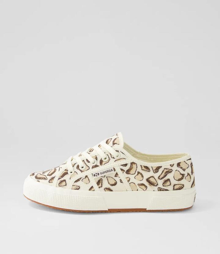 2750 Giraffa Print Beige Natural Canvas Sneakers