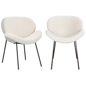 2Pcs Dining Chair Faux Sherpa Cream