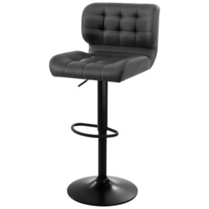 2X Kitchen Bar Stools Gas Lift Chairs Swivel Leather Black Grey