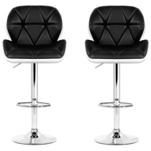 2X Kitchen Bar Stools Swivel Bar Stool Chairs Leather Gas Lift Black