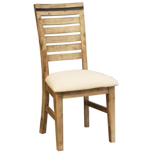 2x Wooden Frame Leatherette Solid Wood Acacia Dining Chairs in Silver Brush Colour