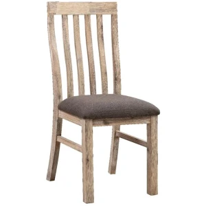2x Wooden Frame Leatherette in Solid Acacia Wood & Veneer Dining Chairs in Oak Colour