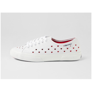 3750 Heart Leggera White Red Vegan Leather Sneakers