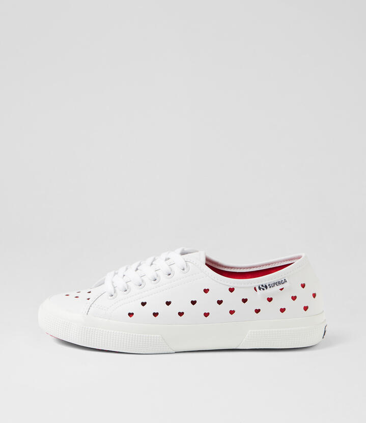 3750 Heart Leggera White Red Vegan Leather Sneakers