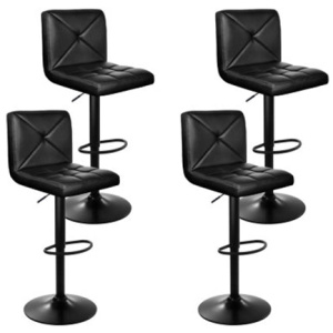 4 Pcs Bar Stools Pu Leather Chrome Kitchen Cafe Chair Gas Lift Black