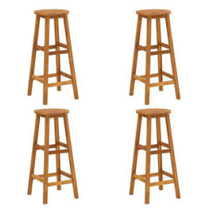4 Pcs Bar Stools Solid Acacia Wood