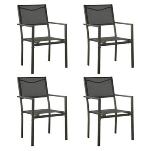 4 Pcs Garden Chairs Textilene And Steel Black And Anthracite