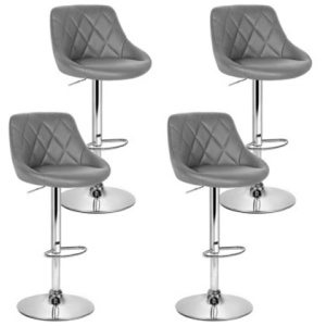 4 Pcs Kitchen Bar Stools Swivel Pu Leather Gas Lift Chairs