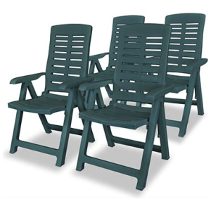 4 Pcs Reclining Garden Chairs Plastic Green