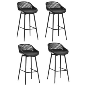 4Pcs Outdoor Bar Stools Plastic Metal Bistro Patio Dining Chair Balcony