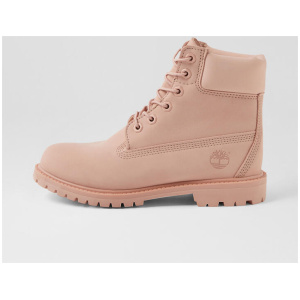 6 Premium Icon Womens Light Pink Nubuck Lace Up Boots