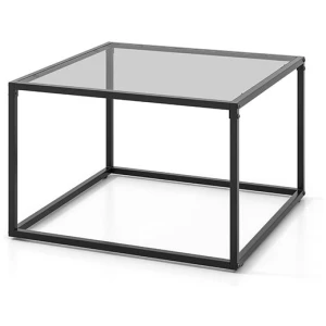 70 Cm Modern Square Glass Coffee Table With Metal Frame