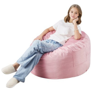 91 cm Round Bean Bag Chair with Removable Cover & Dutch Velvet Pink