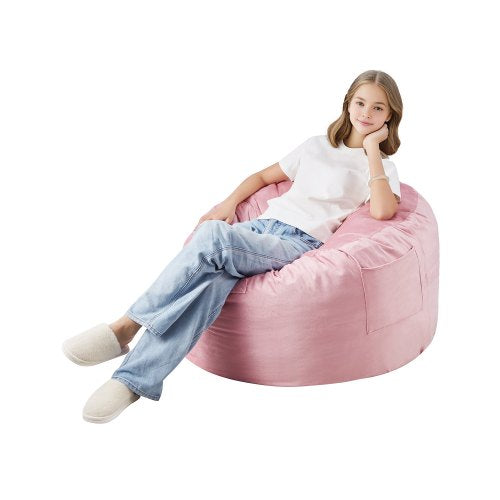 91 cm Round Bean Bag Chair with Removable Cover & Dutch Velvet Pink