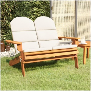 Adirondack Garden Bench with Cushions 126 cm Solid Wood Acacia