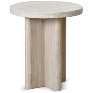 Agosti Travertine Marble Round Side Table - White Wash by Interior Secrets - AfterPay Available