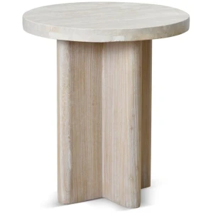 Agosti Travertine Marble Round Side Table - White Wash by Interior Secrets - AfterPay Available