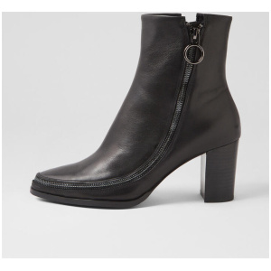 Aines Black Leather Ankle Boots