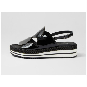 Alberte Black Patent Leather Sandals