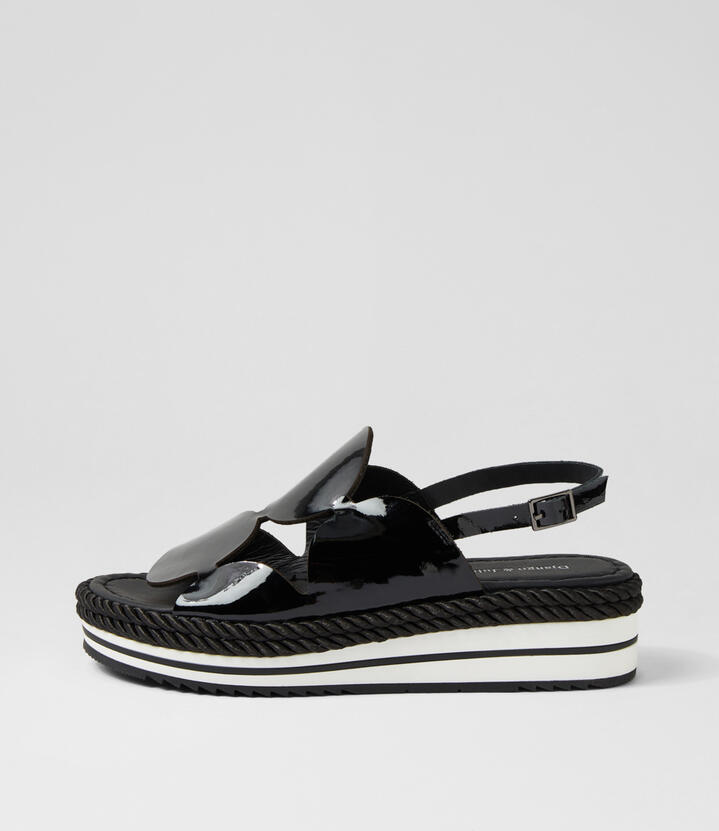 Alberte Black Patent Leather Sandals
