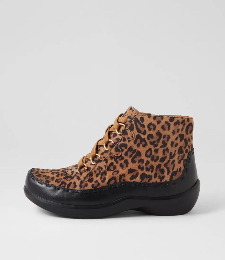 Alexia Xw Zr Black Tan Leopard Leather Suede Black Tan Leopard