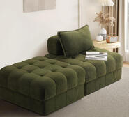 Alma 2 Seater Sofa With Ottoman Green