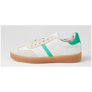Aloha Cream White Greem Suede Leather Sneakers