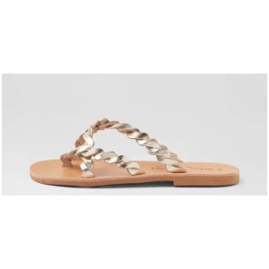 Arestea Gold Leather Sandals