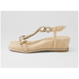 Arezzo Latte Suede Jewels Sandals