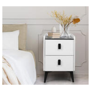 Arkana 2 Drawer 46Cm Bedside Table With Usb Ports White