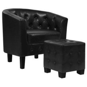 Armchair Lounge Chair Ottoman Tub Accent Chairs Pu Leather Sofa Black
