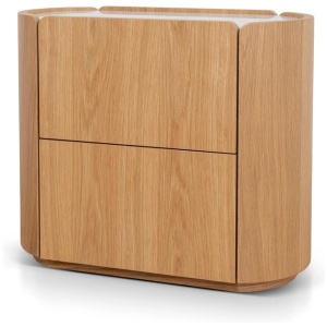 Arnar 60cm Bedside Table - Natural Oak with Marble Top by Interior Secrets - AfterPay Available