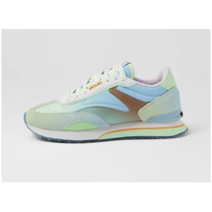 Art Mermaid Blue Yellow Leather Fabric Sneakers