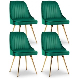 Artiss Dining Chairs Set of 4 Velvet Channel Tufted Green
