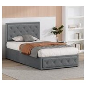 Arvin King Single Fabric Bed Frame With Storage Grey