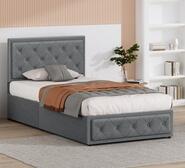 Arvin King Single Fabric Bed Frame With Storage Grey