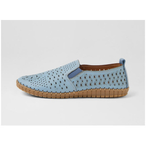Athena Sky Blue Leather Flat Shoes