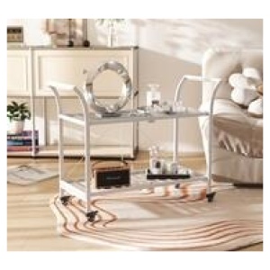 Avel 2 Tier Metal Bar Cart White