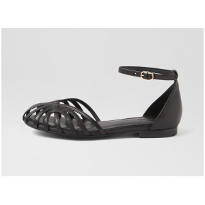 Bailey Black Leather Flat Shoes